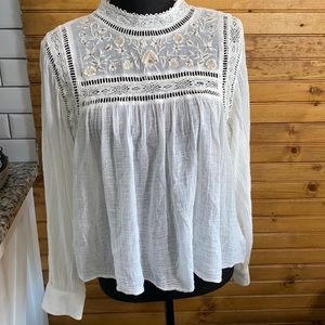 ZARA Embroidered long sleeve Blouse